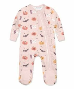 Cheap ⌛ Little Millie Pink Multicolor 'Boo' 🧛 Halloween Ruffle-Trim Footie - Infant For Baby & Maternity 🔔