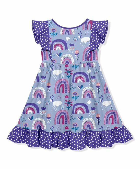 Flash Sale π Millie+ By Millie Loves Lily Periwinkle Spring Rainbow Ruffle-Accent Angel-Sleeve π Dress - π§ Girls For Kids β 3 Flash Sale π Millie+ By Millie Loves Lily Periwinkle Spring Rainbow Ruffle-Accent Angel-Sleeve π Dress - π§ Girls For Kids β - Image 3