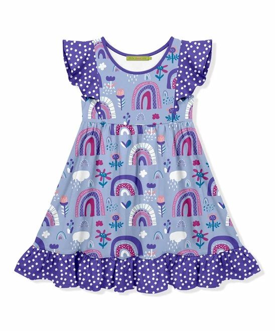 Flash Sale π Millie+ By Millie Loves Lily Periwinkle Spring Rainbow Ruffle-Accent Angel-Sleeve π Dress - π§ Girls For Kids β 1 Flash Sale π Millie+ By Millie Loves Lily Periwinkle Spring Rainbow Ruffle-Accent Angel-Sleeve π Dress - π§ Girls For Kids β