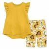 Hot Sale 🌟 Millie+ By Millie Loves Lily Yellow Angel-Sleeve Top & Sunflower Bike Shorts - 👧 Girls For Kids ⭐