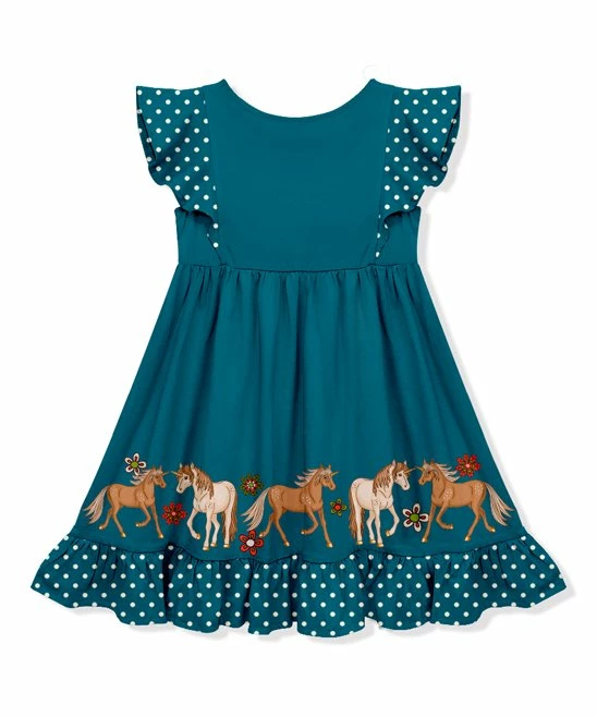 Hot Sale βοΈ Millie+ By Millie Loves Lily Teal & White Polka Dot Pony Ruffle-Accent Angel-Sleeve π Dress - π§ Girls For Kids π 3 Hot Sale βοΈ Millie+ By Millie Loves Lily Teal & White Polka Dot Pony Ruffle-Accent Angel-Sleeve π Dress - π§ Girls For Kids π - Image 3