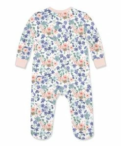 Coupon 🔥 Little Millie White & Pink Meadow Floral Ruffle-Trim Footie - Infant For Baby & Maternity ✔️ -Little Millie-shop zu107806523 alt 2 tm1661873006