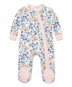 Coupon 🔥 Little Millie White & Pink Meadow Floral Ruffle-Trim Footie - Infant For Baby & Maternity ✔️