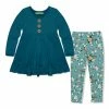 Best Pirce 😀 Millie Loves Lily Midnight Babydoll Top & Blue Petite Butterfly Floral Leggings - 👧 Girls For Kids 🛒