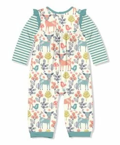 Cheap 😉 Little Millie Cream & Teal Woodland Walk Deer Ruffle-Trim Long-Sleeve Playsuit - Infant For Baby & Maternity ✨ -Little Millie-shop zu107806615 alt 2 tm1661873006