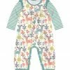 Cheap 😉 Little Millie Cream & Teal Woodland Walk Deer Ruffle-Trim Long-Sleeve Playsuit - Infant For Baby & Maternity ✨