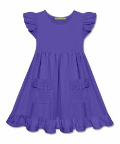 Best Pirce 🎉 Simply Millie By Millie Loves Lily Blue Iris Pocket Angel-Sleeve 👗 Dress - Toddler & 👧 Girls For Kids 🎉