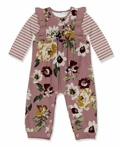 Best Sale ❤️ Little Millie Rose Floral Earth Ruffle-Trim Long-Sleeve Playsuit - Infant For Baby & Maternity 😍