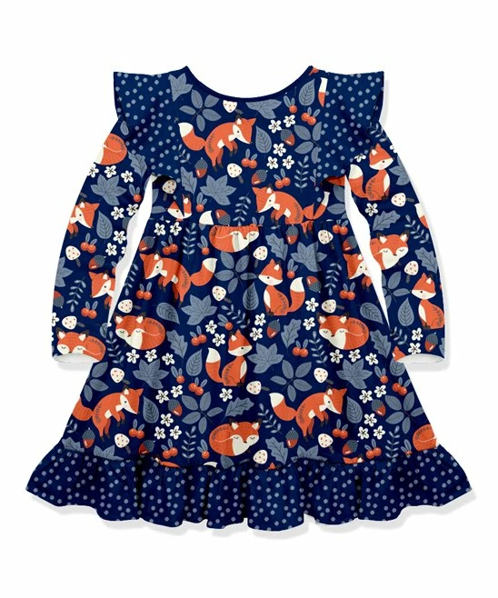 Discount π₯ Millie Loves Lily Navy Fox Trot Long-Sleeve A-Line π Dress - Toddler & π§ Girls For Kids π― 3 Discount π₯ Millie Loves Lily Navy Fox Trot Long-Sleeve A-Line π Dress - Toddler & π§ Girls For Kids π― - Image 3