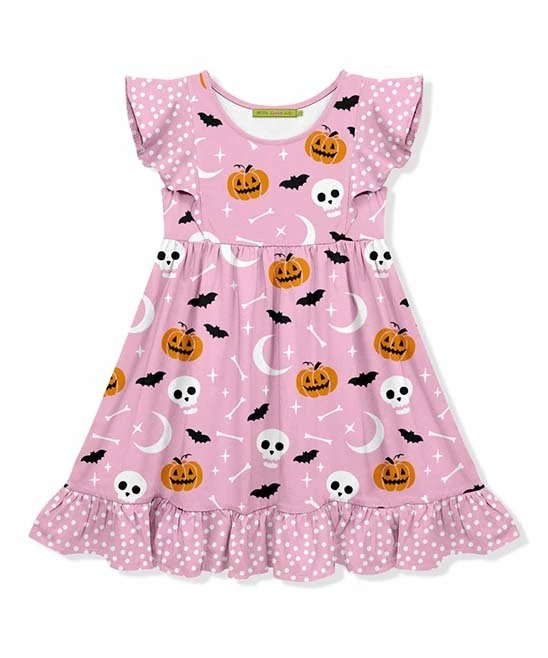 Budget π Millie Loves Lily Pink & Orange Skulls & Crossbones Angel-Sleeve π Dress - π§ Girls For Kids β 1 Budget π Millie Loves Lily Pink & Orange Skulls & Crossbones Angel-Sleeve π Dress - π§ Girls For Kids β