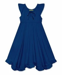 Cheap 💯 Millie+ By Millie Loves Lily Navy Ruffle-Accent Angel-Sleeve 👗 Dress - 👧 Girls For Kids 🎉