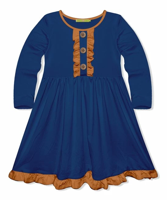 Flash Sale β€οΈ Simply Millie By Millie Loves Lily Navy & Rust Button-Front Ruffle A-Line π Dress - π§ Girls For Kids βοΈ 1 Flash Sale β€οΈ Simply Millie By Millie Loves Lily Navy & Rust Button-Front Ruffle A-Line π Dress - π§ Girls For Kids βοΈ