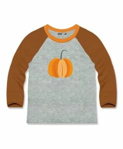 Outlet 🌟 Millie & Maxx Heather Gray Pumpkin Long-Sleeve Raglan Tee - Boys For Kids 🥰