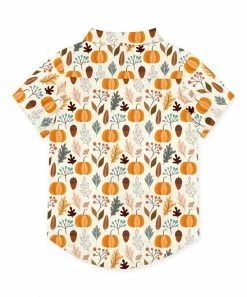 Cheapest 🎉 Millie & Maxx Cream & Orange Autumn Frost Short-Sleeve Button-Up - Boys For Kids ❤️ -Little Millie-shop zu107837052 alt 3 tm1659373801