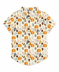 Cheapest 🎉 Millie & Maxx Cream & Orange Autumn Frost Short-Sleeve Button-Up - Boys For Kids ❤️