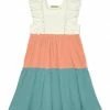 Best reviews of 🛒 Simply Millie By Millie Loves Lily Coral & Nile Blue Sleeveless Square Neck Tiered A-Line 👗 Dress - 👧 Girls For Kids ✔️