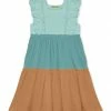 Wholesale ⌛ Simply Millie By Millie Loves Lily Mint & Nile Blue Sleeveless Square Neck Tiered A-Line 👗 Dress - 👧 Girls For Kids ❤️