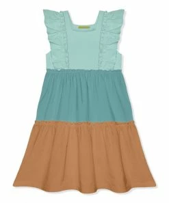 Wholesale ⌛ Simply Millie By Millie Loves Lily Mint & Nile Blue Sleeveless Square Neck Tiered A-Line 👗 Dress - 👧 Girls For Kids ❤️