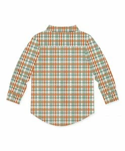 Best deal 👍 Millie & Maxx Nile Blue & Orange Pumpkin Patch Plaid Long-Sleeve Button-Up - Toddler & Boys For Kids 🔔 -Little Millie-shop zu107837293 alt 2 tm1659373801