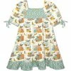 New 👏 Millie Loves Lily Cream & Orange Pumpkin Patchwork Puff-Sleeve Babydoll 👗 Dress - 👧 Girls For Kids 😉