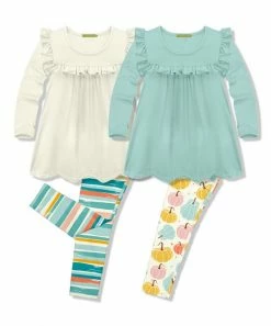 Best Pirce 🎁 Millie Loves Lily Mint Ruffle Long-Sleeve Babydoll Top Set - Infant For Kids ⌛