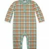 Cheapest 👍 Little Millie Nile Blue Pumpkin Patch Plaid Collared Long-Sleeve Playsuit - Infant For Baby & Maternity 👏