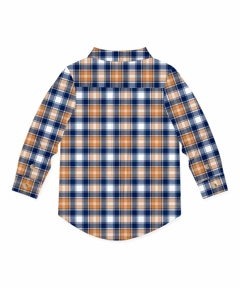 Wholesale π Millie & Maxx Navy & Rust Gingham Long-Sleeve Button-Up - Boys For Kids π 3 Wholesale π Millie & Maxx Navy & Rust Gingham Long-Sleeve Button-Up - Boys For Kids π - Image 3