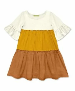Cheapest ⌛ Simply Millie By Millie Loves Lily Marigold & Rust Trumpet-Sleeve Tiered A-Line 👗 Dress - 👧 Girls For Kids ⭐