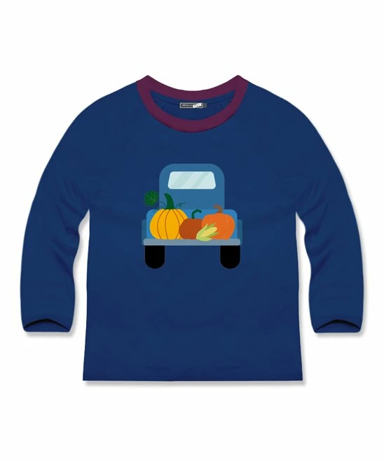 New π Millie & Maxx Navy Pumpkin Truck Long-Sleeve Raglan Tee - Toddler For Kids β 1 New π Millie & Maxx Navy Pumpkin Truck Long-Sleeve Raglan Tee - Toddler For Kids β