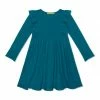 Cheap 🔥 Simply Millie By Millie Loves Lily Teal Ribbed Ruffle-Accent A-Line 👗 Dress - 👧 Girls For Kids 🥰