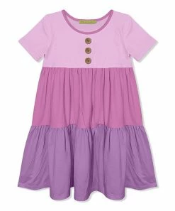 Promo 🌟 Simply Millie By Millie Loves Lily Violet & Purple Tiered Button-Front A-Line 👗 Dress - Infant, Toddler & 👧 Girls For Kids ✨