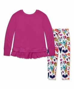Discount ✨ Millie Loves Lily Rose Violet Ruffle-Hem Sweater & Tie-Dye Heart Leggings - Infant, Toddler & 👧 Girls For Kids 🥰 -Little Millie-shop zu108122436 alt 2 tm1660396613