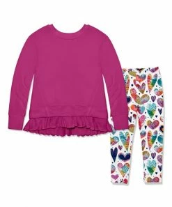 Discount ✨ Millie Loves Lily Rose Violet Ruffle-Hem Sweater & Tie-Dye Heart Leggings - Infant, Toddler & 👧 Girls For Kids 🥰