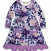 Hot Sale ✨ Millie Loves Lily Purple & Pink Fame Floral Pocket Long-Sleeve A-Line 👗 Dress - 👧 Girls For Baby & Maternity 🔔