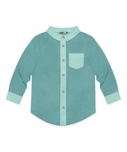 Deals ⌛ Millie & Maxx Nile Blue & Mint Long-Sleeve Button-Up - Toddler & Boys For Kids ⭐