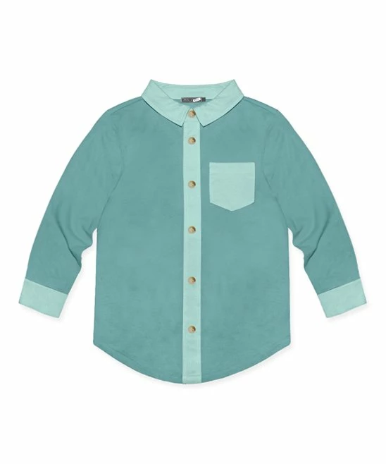 Deals ⌛ Millie & Maxx Nile Blue & Mint Long-Sleeve Button-Up - Toddler & Boys For Kids ⭐ 1 Deals ⌛ Millie & Maxx Nile Blue & Mint Long-Sleeve Button-Up - Toddler & Boys For Kids ⭐