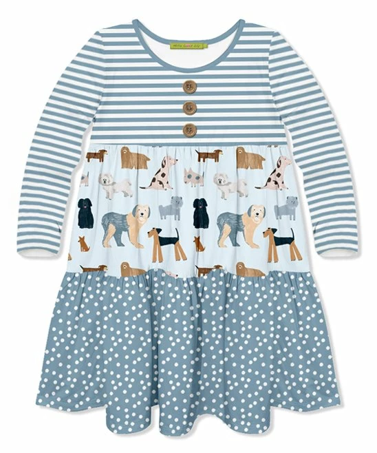 Discount π Millie Loves Lily Dusty Blue πΆ Doggy πΆ Dog Tiered Button-Front A-Line π Dress - Infant, Toddler & π§ Girls For Kids π 1 Discount π Millie Loves Lily Dusty Blue πΆ Doggy πΆ Dog Tiered Button-Front A-Line π Dress - Infant, Toddler & π§ Girls For Kids π