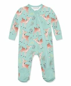 Outlet 😀 Little Millie Mint & Beige Deerly Footie - Infant For Baby & Maternity ❤️