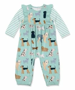 Little Millie-shop 19 Flash Sale ⌛ Little Millie Mint 🐶 Doggy 🐶 Dog Ruffle-Trim Playsuit - Infant & Toddler For Kids 💯