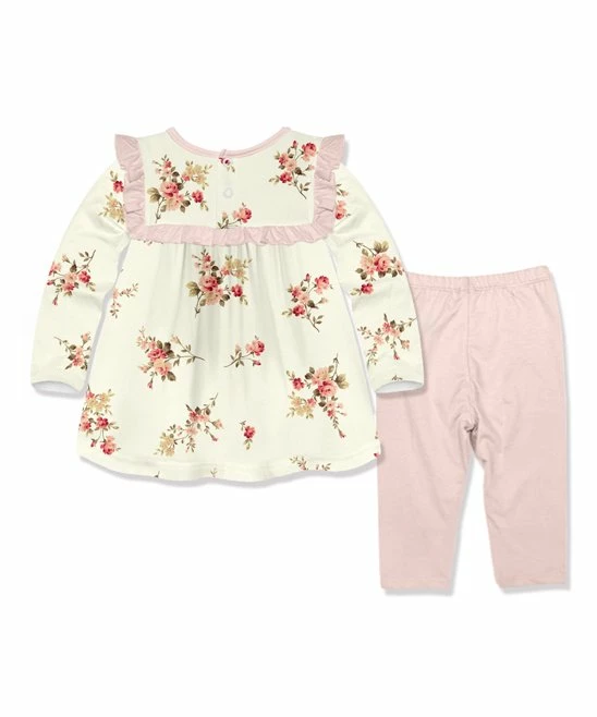 Outlet π Little Millie Cream Vintage Bouquet Ruffle-Accent Tunic & Pink Leggings - Infant For Kids π₯° 3 Outlet π Little Millie Cream Vintage Bouquet Ruffle-Accent Tunic & Pink Leggings - Infant For Kids π₯° - Image 3