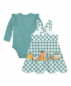New 🎁 Little Millie Nile Blue Long-Sleeve Bodysuit & Gingham Pumpkin Patch Jumper - Infant For Baby & Maternity 👏 -Little Millie-shop zu108133518 alt 2 tm1660330967