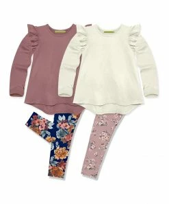 Cheapest 🎁 Millie Loves Lily Navy And Plum Autumn Florals Leggings Set - Infant, Toddler & 👧 Girls For Kids ✨