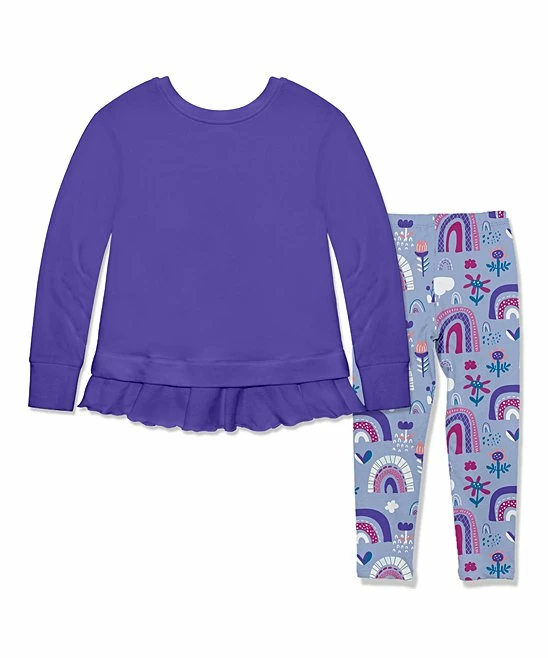 Outlet 𧨠Millie Loves Lily Blue Iris Ruffle-Hem Pullover & Lilac Spring Rainbow Leggings - Infant, Toddler & π§ Girls For Kids βοΈ 3 Outlet 𧨠Millie Loves Lily Blue Iris Ruffle-Hem Pullover & Lilac Spring Rainbow Leggings - Infant, Toddler & π§ Girls For Kids βοΈ - Image 3
