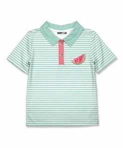 Discount ⌛ Millie & Maxx Mint Stripe Watermelon Polo - Toddler & Boys For Kids 🤩