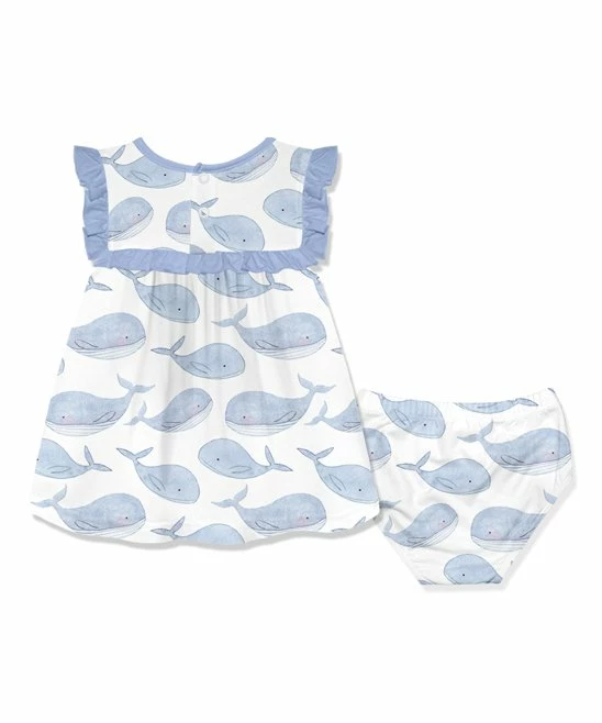 Wholesale π₯ Little Millie White & Blue Whale Ruffle Babydoll π Dress & Diaper Cover - Infant & Toddler For Kids π 3 Wholesale π₯ Little Millie White & Blue Whale Ruffle Babydoll π Dress & Diaper Cover - Infant & Toddler For Kids π - Image 3