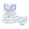 Wholesale 🔥 Little Millie White & Blue Whale Ruffle Babydoll 👗 Dress & Diaper Cover - Infant & Toddler For Kids 🛒