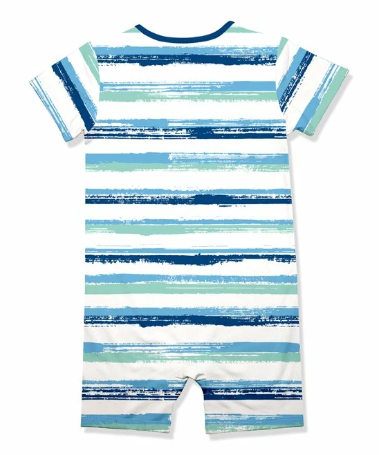 Budget π Little Millie Mint & Navy Ocean Stripe Short-Sleeve Romper - Infant & Toddler For Baby & Maternity π 2 Budget π Little Millie Mint & Navy Ocean Stripe Short-Sleeve Romper - Infant & Toddler For Baby & Maternity π - Image 2