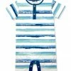 Budget 😀 Little Millie Mint & Navy Ocean Stripe Short-Sleeve Romper - Infant & Toddler For Baby & Maternity 👍