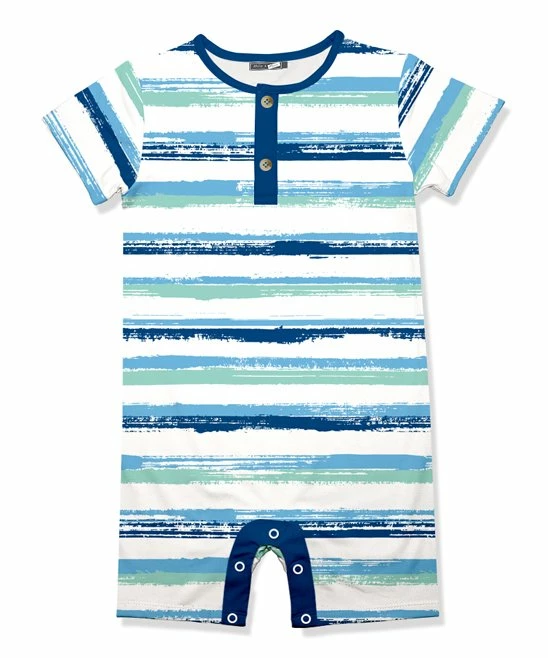 Budget π Little Millie Mint & Navy Ocean Stripe Short-Sleeve Romper - Infant & Toddler For Baby & Maternity π 1 Budget π Little Millie Mint & Navy Ocean Stripe Short-Sleeve Romper - Infant & Toddler For Baby & Maternity π