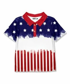 Buy 😉 Millie & Maxx Red & Navy Watercolor Stars & Stripes Polo - Toddler & Boys For Kids 🔔